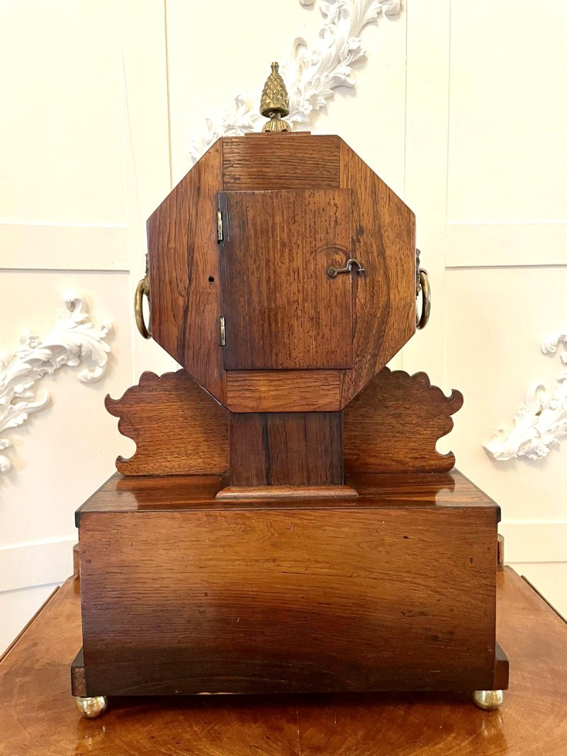 Fine Antique Regency Inlaid Marquetry Mantel Clock - Image 7